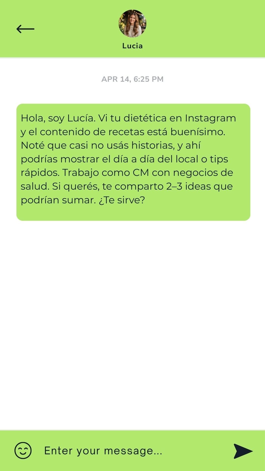 Ejemplo de prospección por WhatsApp